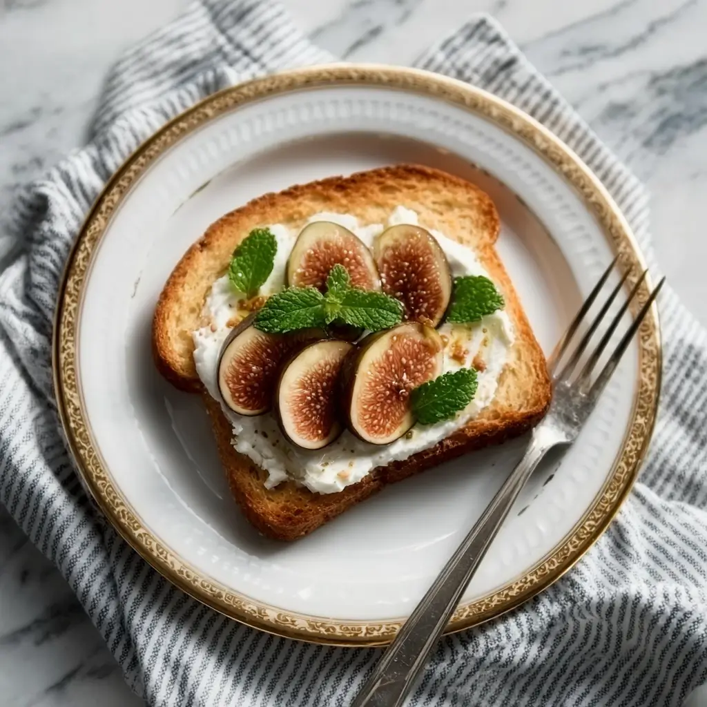 Toastul breakfast trend with figs, ricotta, and mint on toast