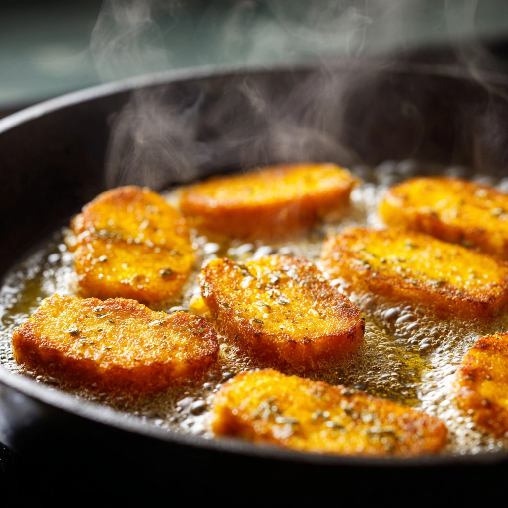 cooking pumpkin french toast bites in skillet