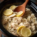 slow cooker lemon herb chicken in serving bowl