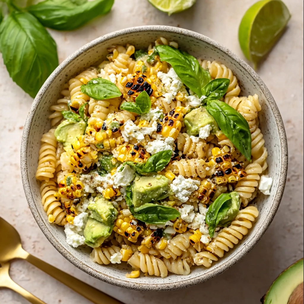 creamy street corn pasta salad