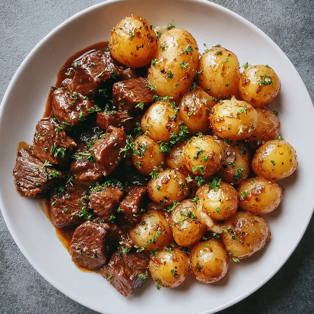Garlic Butter Steak Bites and Potatoes