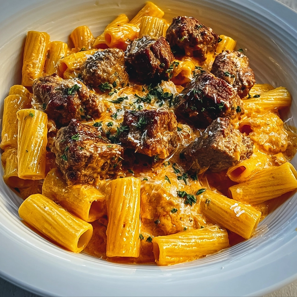 Cajun Steak Tips Rigatoni