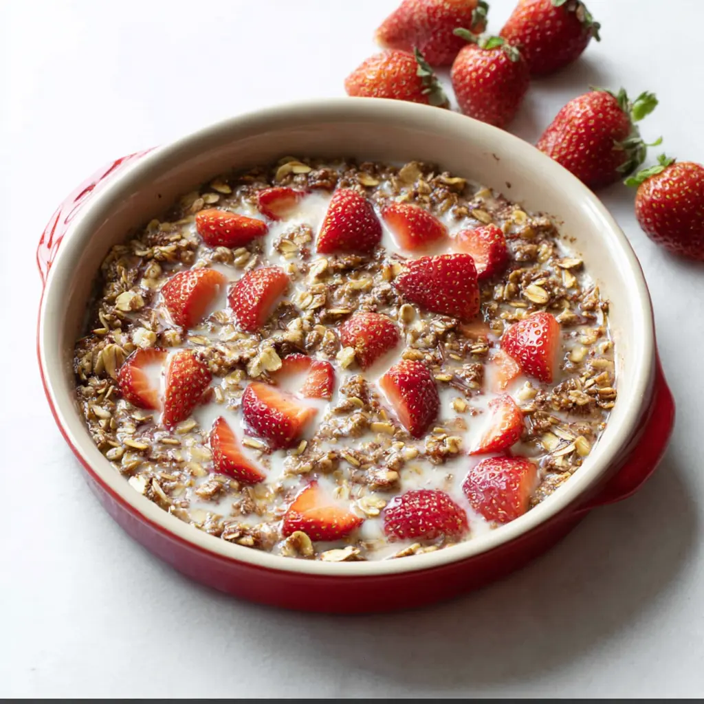 Strawberry Rhubarb Baked Oatmeal