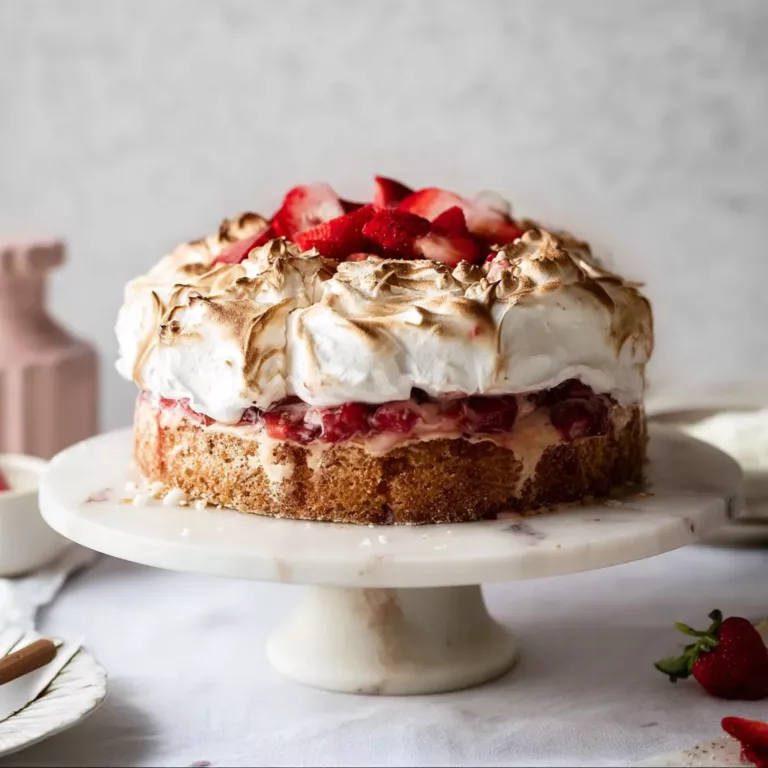 Strawberry Rhubarb Cardamom Louise Cake