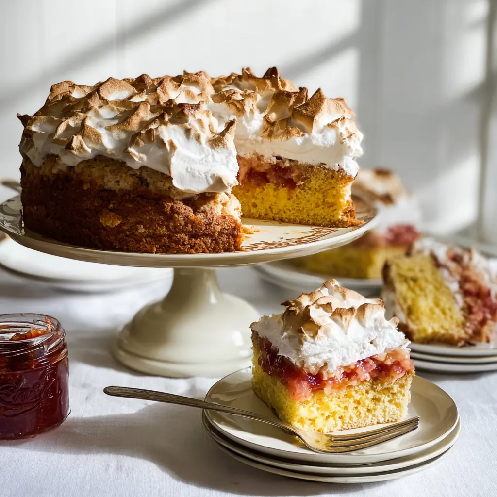 Strawberry Rhubarb Cardamom Louise Cake