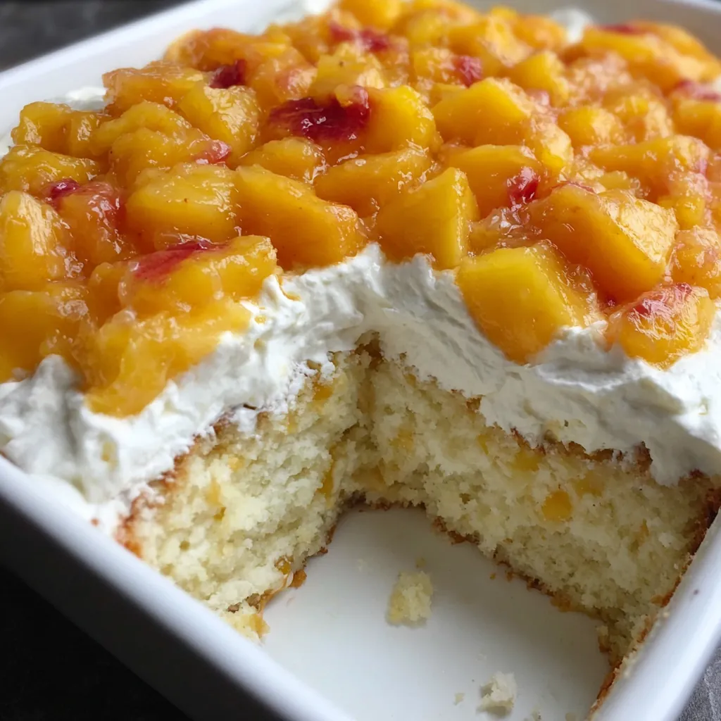 Peaches and Cream Poke Cake